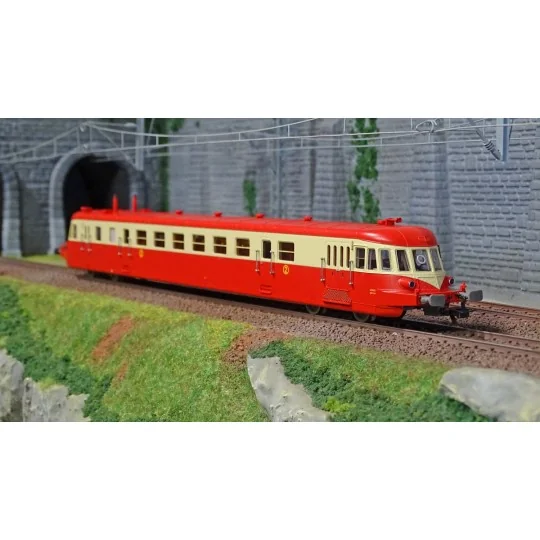HJ2409S-Jouef HJ2409S ABJ 2 diesel railcar, red/beige livery, red roof, SNCF, digital sound