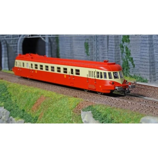 HJ2411S-Jouef HJ2411S Autorail diesel ABJ 4, livrée rouge/beige, toit rouge, SNCF, digitale sonore