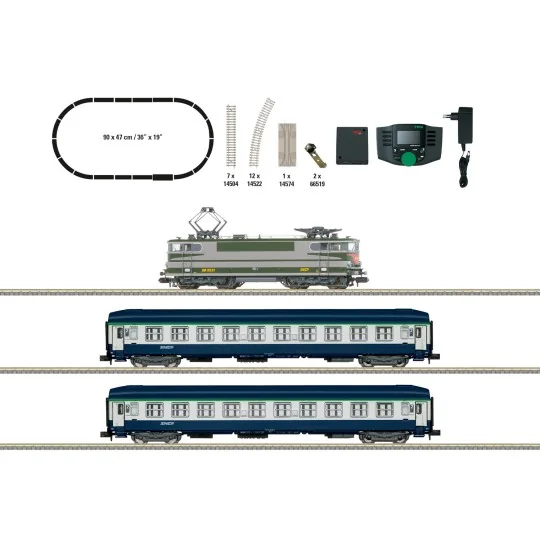 Trix_11168-Passenger train starter set with electric class 141, DB AG - MiniTrix 11132 - N 1/160