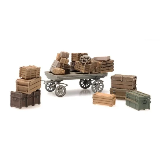 Arti_387.451-Artitec 387.451 Old flatbed trailer with crate load