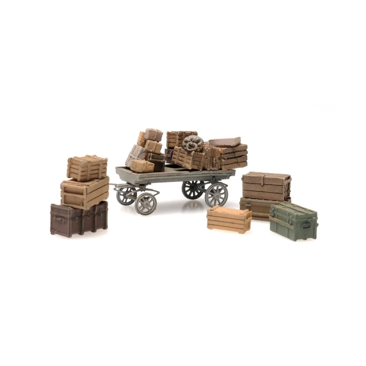 Artitec 387.451 Old flatbed trailer with crate load