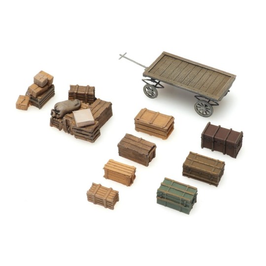Arti_387.451-Artitec 387.451 Old flatbed trailer with crate load