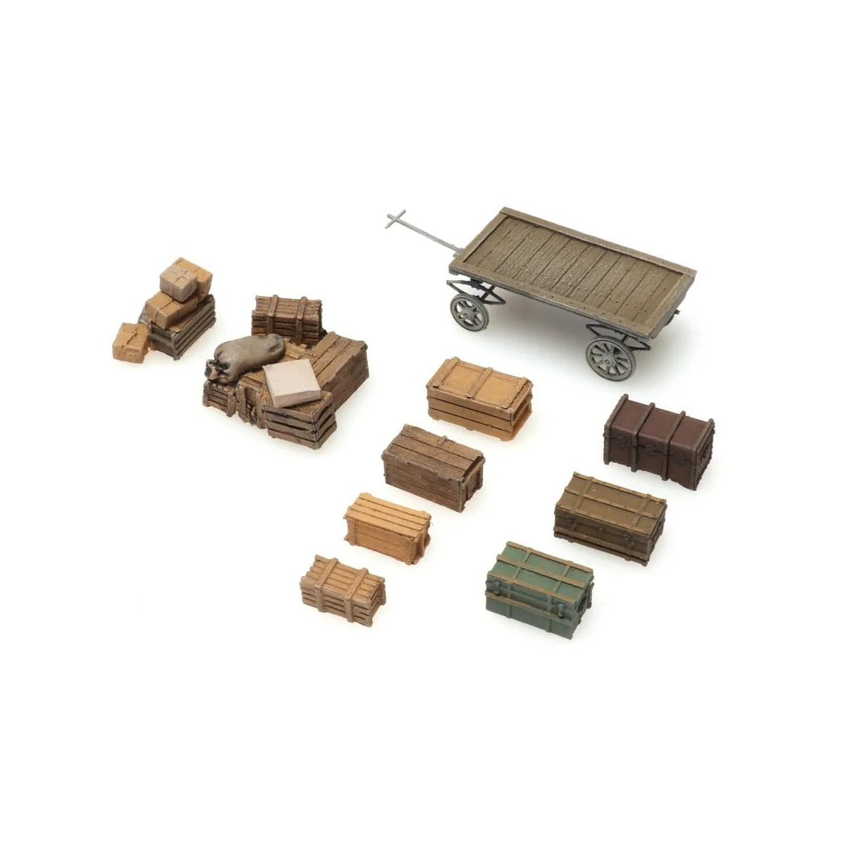 Artitec 387.451 Old flatbed trailer with crate load