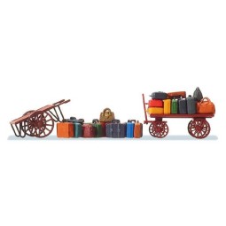 Preiser 17705 Two luggage trolleys with 15 pieces of luggage - Prei...