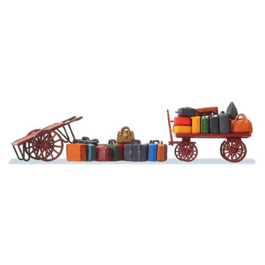 Preiser 17705 Two luggage trolleys with 15 pieces of luggage - Prei... Preiser_17705-Preiser 17705 Two luggage trolleys with 15 pieces of luggage - Preiser_17705