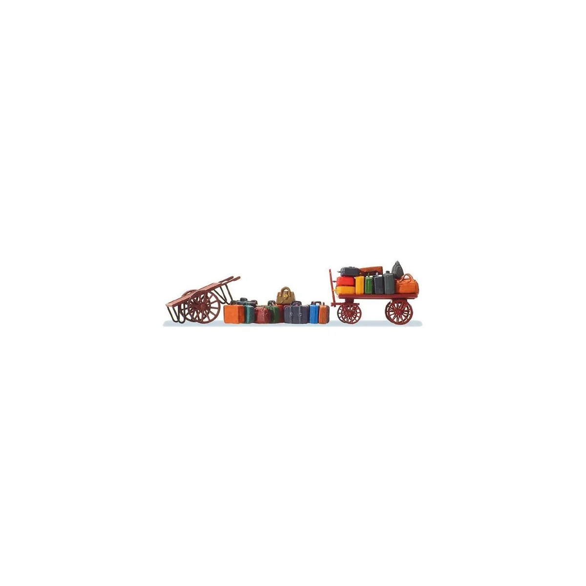 Preiser 17705 Two luggage trolleys with 15 pieces of luggage - Prei... Preiser 17705 Two luggage trolleys with 15 pieces of luggage - Prei...