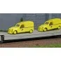Jouef HJ6205 Ladks 3-axle flat wagon, STVA grey livery, loaded with... HJ6205-Jouef HJ6205 Ladks 3-axle flat wagon, STVA grey livery, loaded with 4 yellow Citroën 2CV "La Poste" vans
