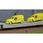 HJ6205-Jouef HJ6205 Wagon plat 3 essieux Ladks, livrés gris STVA, chargé 4 Citroën 2CV "La Poste" jaune