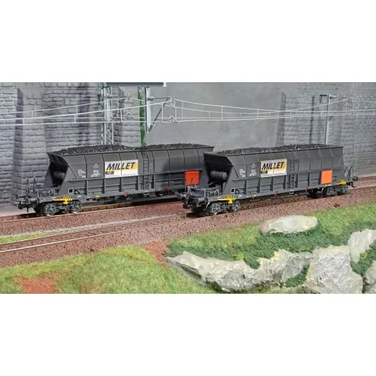 HJ6209-Jouef HJ6209 Set of 2 EF60 bogie hopper wagons, coal transport, MILLET livery