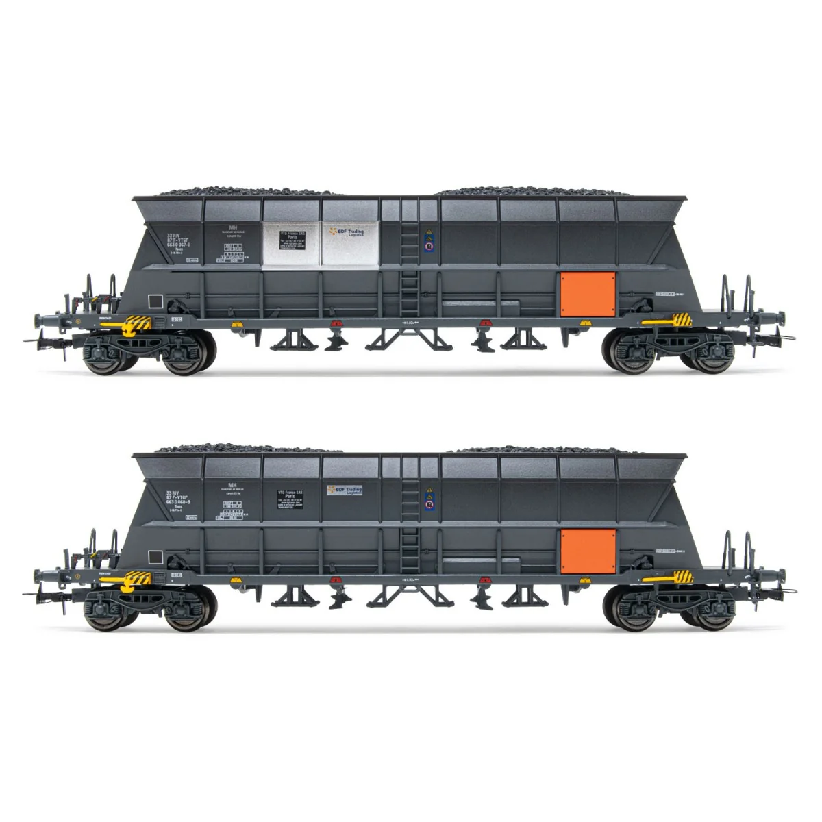 Jouef HJ6210 Set of 2 EF60 bogie hopper wagons, coal transport, EDF...