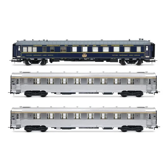 3-car set Sud Express CIWL and short DEV Inox SNCF era III-IV n°1/2... HJ4213-Specialized SNCF ground-to-train transmission measuring vehicle, red and grey - Jouef HJ4212 - HO 1/87