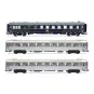 Coffret 3 voitures Sud Express CIWL et DEV Inox courtes SNCF époque... HJ4213-Voiture de mesure spécialisée transmissions sol-train SNCF rouge et grise - Jouef HJ4212 - HO 1/87