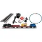 Piko_57113-Piko 57113 Analog Starter Set with 98-003 DB Steam Locomotive and 3 Circus Freight Wagons