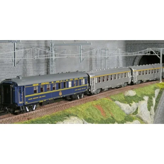 Coffret 3 voitures Sud Express CIWL et DEV Inox courtes SNCF époque... HJ4213-Voiture de mesure spécialisée transmissions sol-train SNCF rouge et grise - Jouef HJ4212 - HO 1/87