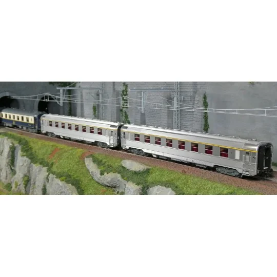 Coffret 3 voitures Sud Express CIWL et DEV Inox courtes SNCF époque... HJ4214-Coffret 3 voitures Sud Express CIWL et DEV Inox courtes SNCF époque III-IV - Jouef HJ4213 HO 1/87