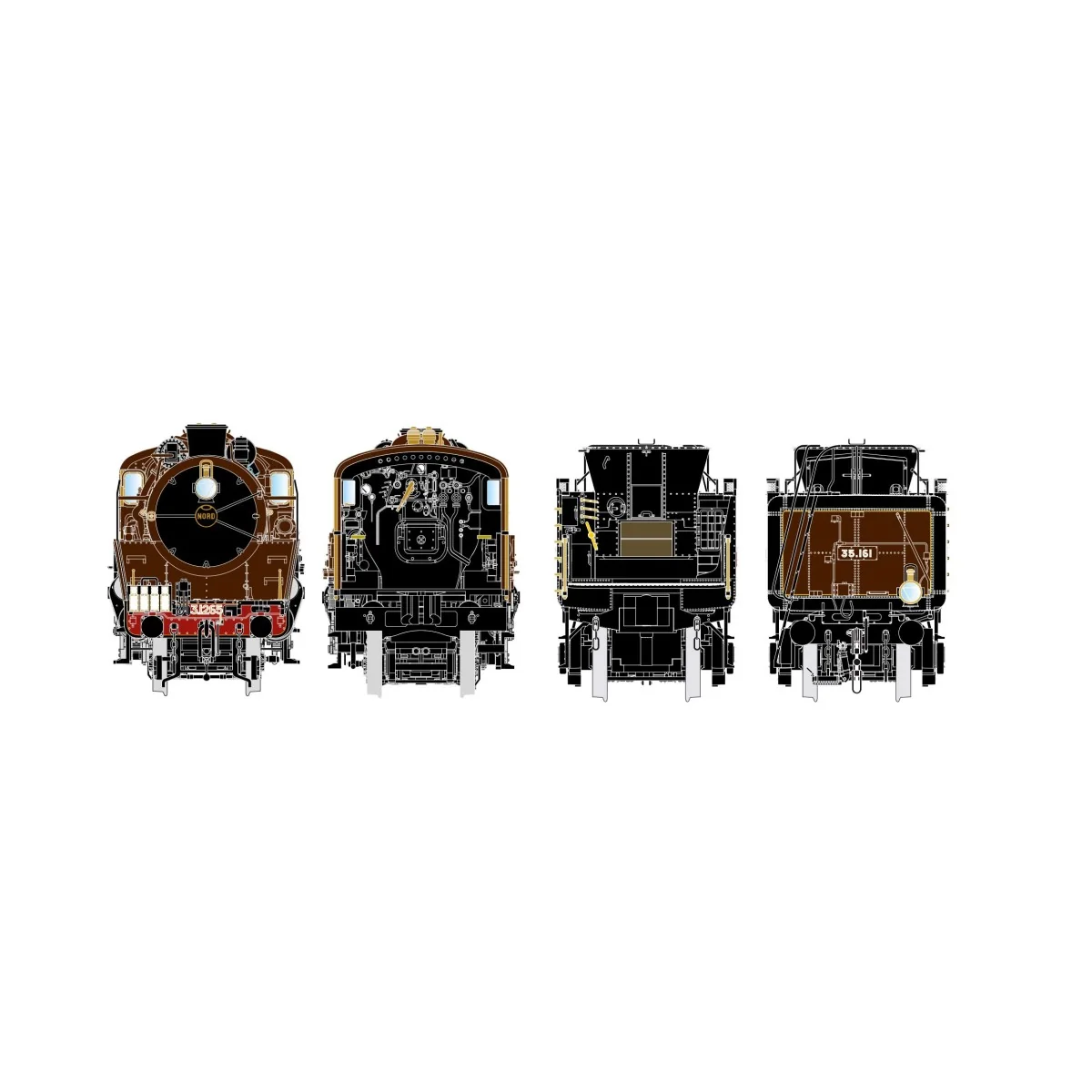 Locomotive à vapeur Super Pacific Nord 3.1265 + 35.161 Fives, livré...
