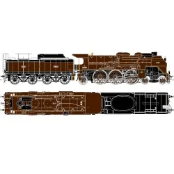 Locomotive à vapeur Super Pacific Nord 3.1265 + 35.161 Fives, livré...