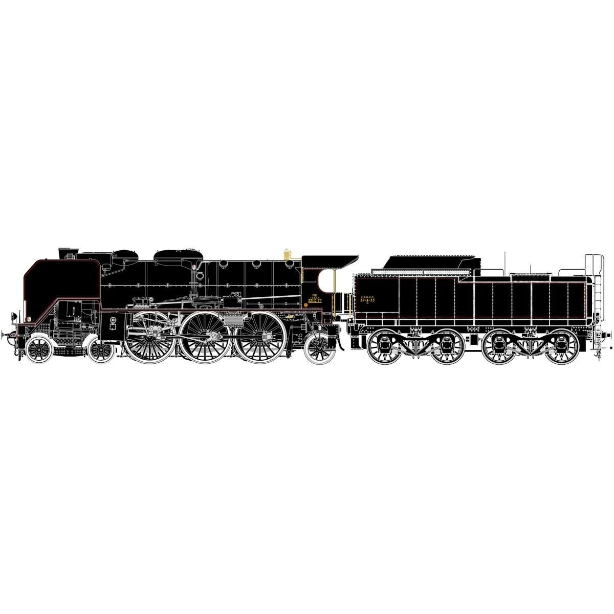 Locomotive à vapeur Super Pacific 2.231 C 77 + 37 A 33 Fives, SNCF,... Locomotive à vapeur Super Pacific 2.231 C 77 + 37 A 33 Fives, SNCF,...