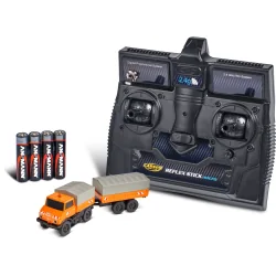 Mercedes Unimog U406 Forestier avec remorque orange 2.4GHz RTR 1/87...