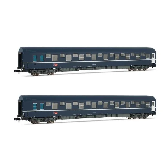 HN4343-Arnold HN4343 Set de 2 voitures-lits T2, livrée bleu avec logo carmillon, échelle N