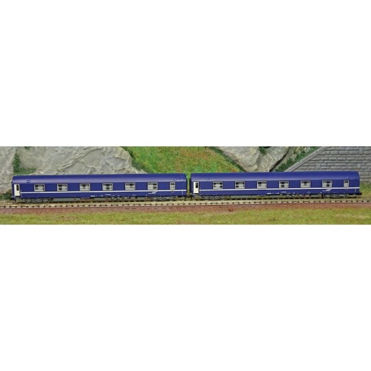 HN4342-Arnold HN4342 Set de 2 wagons-lits T2, livrée bleu avec logo casquette, échelle N