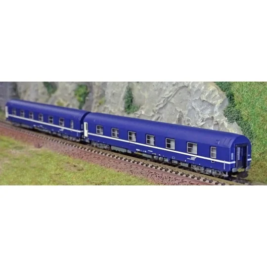 HN4342-Arnold HN4342 Set de 2 wagons-lits T2, livrée bleu avec logo casquette, échelle N