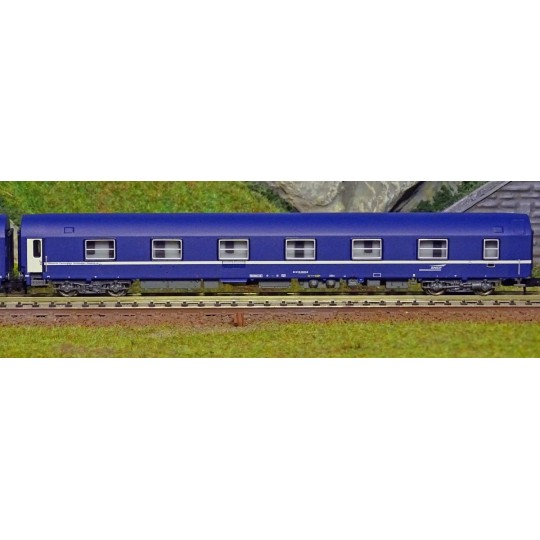HN4342-Arnold HN4342 Set de 2 wagons-lits T2, livrée bleu avec logo casquette, échelle N