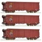 Coffret de 3 wagons Taems à toit roulant SNCF époque IV - Roco 6600285 - H0 Roco_6600285-Roco 6600203 Set de 3 wagons tombereaux à bogies, type Fas, SNCF