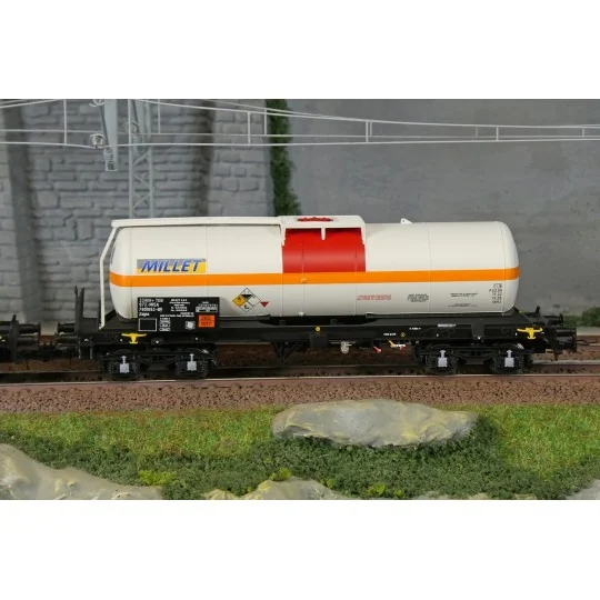 Coffret de 2 wagons-citernes chlore MISA/Millet et VTG/Simotra époque VI - HJ6326-Coffret de 2 wagons-citernes isolés 4 essieux SNCF TOTAL France - Jouef HJ6323 - HO