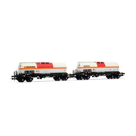 Coffret de 2 wagons-citernes chlore MISA/Millet et VTG/Simotra époque VI - HJ6326-Coffret de 2 wagons-citernes isolés 4 essieux SNCF TOTAL France - Jouef HJ6323 - HO