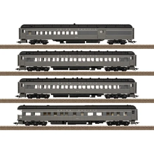 Coffret 4 voitures voyageurs US Heavyweight Union Pacific H0 Époque III - Trix Trix_23729-Trix 23222 Set de 2 voitures voyageurs M2, SNCB / NMBS, éclairage intérieur