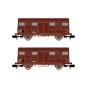 HN6516-Arnold HN6516 Set of 2 covered wagons with axles, type G4 Permanex, SNCF, N scale