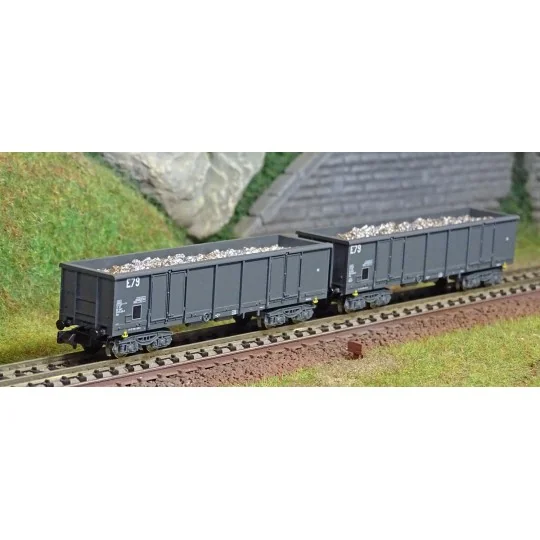 HN6535-Arnold HN6535 Set of 2 tipper wagons, grey livery, E79, SNCF, N scale