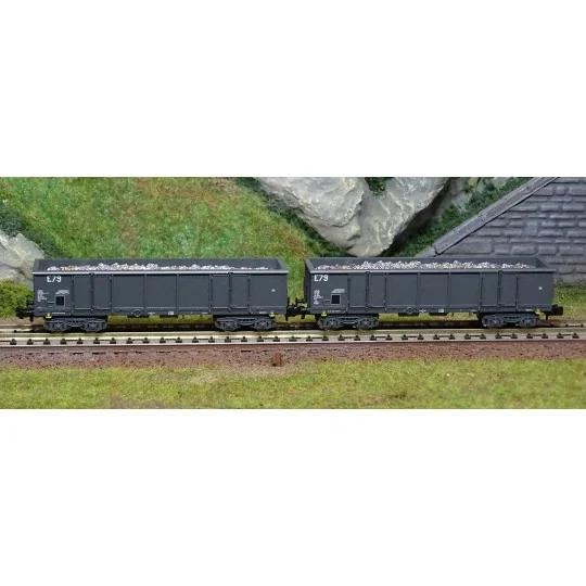 HN6535-Arnold HN6535 Set of 2 tipper wagons, grey livery, E79, SNCF, N scale