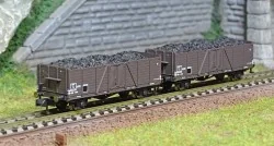 Arnold HN6491 Set of 2 Tow-type hopper wagons, loaded with coal, SN...