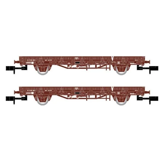 HN6543-Arnold HN6543 Set of 2 flat wagons with "V" sideboards, loaded with concrete sleepers, N scale