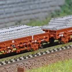 Arnold HN6543 Set de 2 wagons plats à ridelles "V", chargé de traverses en béton, échelle N Arnold HN6543 - 1