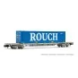 HN6531-Arnold HN6531 Wagon porte conteneur 60', chargé conteneur Rouch 45', échelle N