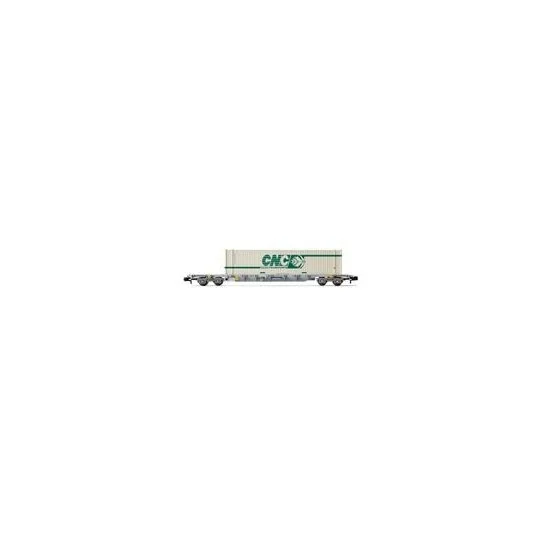 HN6459-Arnold HN6459 60' Novatrans type Sgss container wagon, loaded with a 45' CNC container, N scale