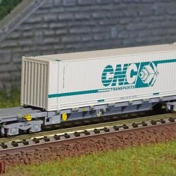 Arnold HN6459 Wagon porte conteneur 60' Novatrans type Sgss, chargé conteneur CNC 45', échelle N Arnold HN6459 - 1