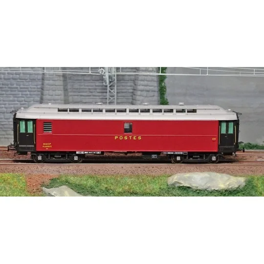 VB-247-Ree Modeles VB247 OCEM 16m Mobile Postal Van, Dark Red PAmyi, Light Grey Roof, SNCF