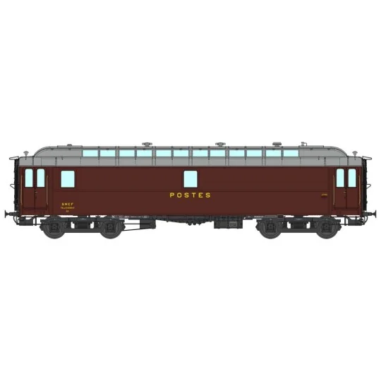 VB-249-Ree Modeles VB249 OCEM 16m Mobile Postal Van, Brown PAmyi PTT, Grey Roof, SNCF