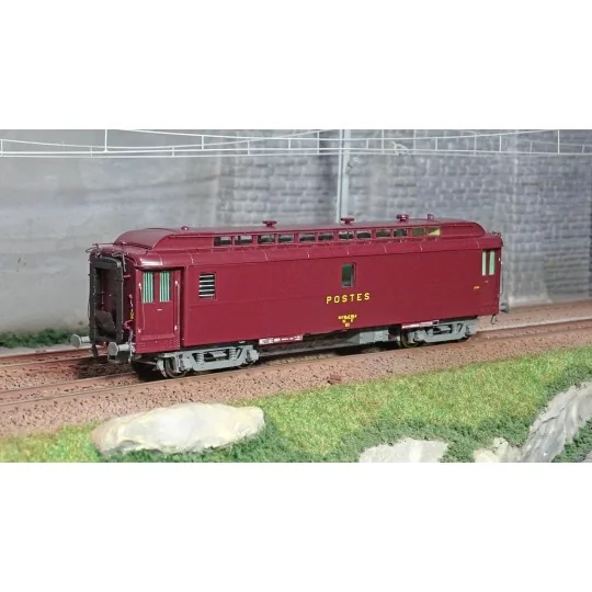 VB-250-Ree Modeles VB250 Voiture postale ambulant OCEM 16m, PAZ brun PTT, châssis gris, SNCF