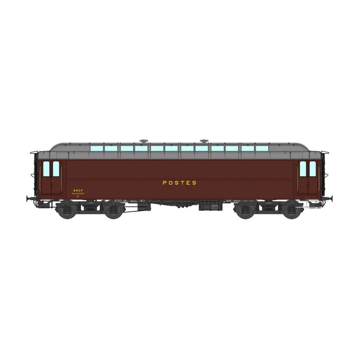Ree Modeles VB253 OCEM 16m Light Postal Car, PEZ brown PTT, grey ro...