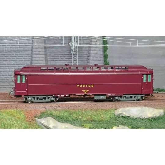 VB-254-Ree Modeles VB254 Voiture postale Allège OCEM 16m, PEZ brun PTT, châssis gris, SNCF