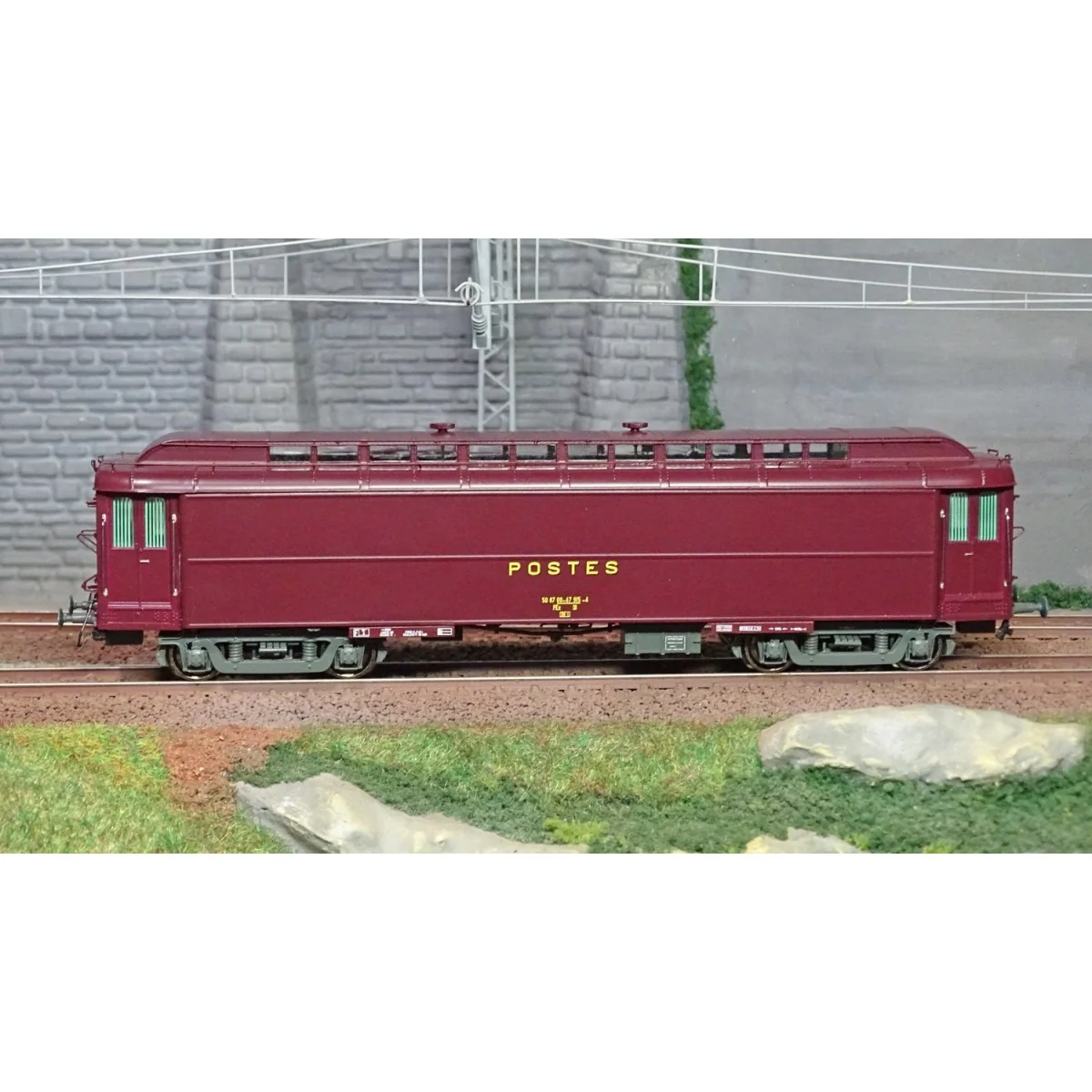 Ree Modeles VB254 Voiture postale Allège OCEM 16m, PEZ brun PTT, châssis gris, SNCF Ree Modeles VB-254 - 2