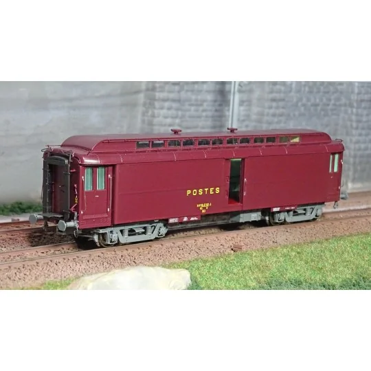 VB-255-Ree Modeles VB255 Voiture postale Allège Pantin, PEZ brun PTT, châssis gris, SNCF