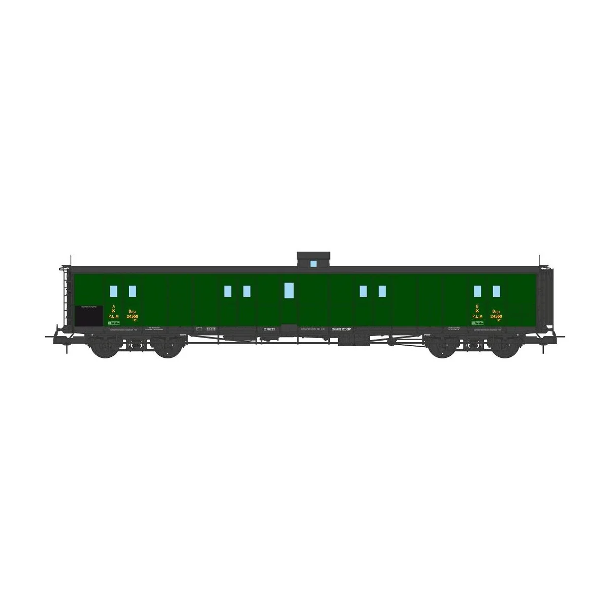 Ree Modeles VB357 Fourgon à bogies, vert 306, vigie, toit et bouts noirs, PLM Ree Modeles VB-357 - 3