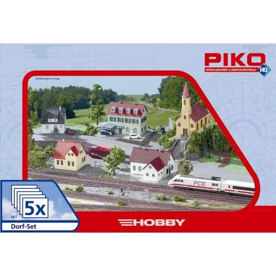 Piko_61925-Piko 61925 Model Kit, 5-Piece "Village" Building Set