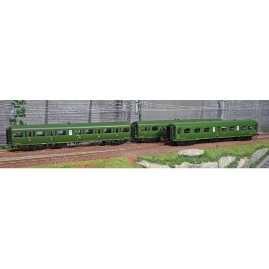 Lsm_40322-LS Models 40322 Set de 3 voitures Express Nord A3B4/B9/C11 livrée vert, châssis noir, inscription Nord, ep. II